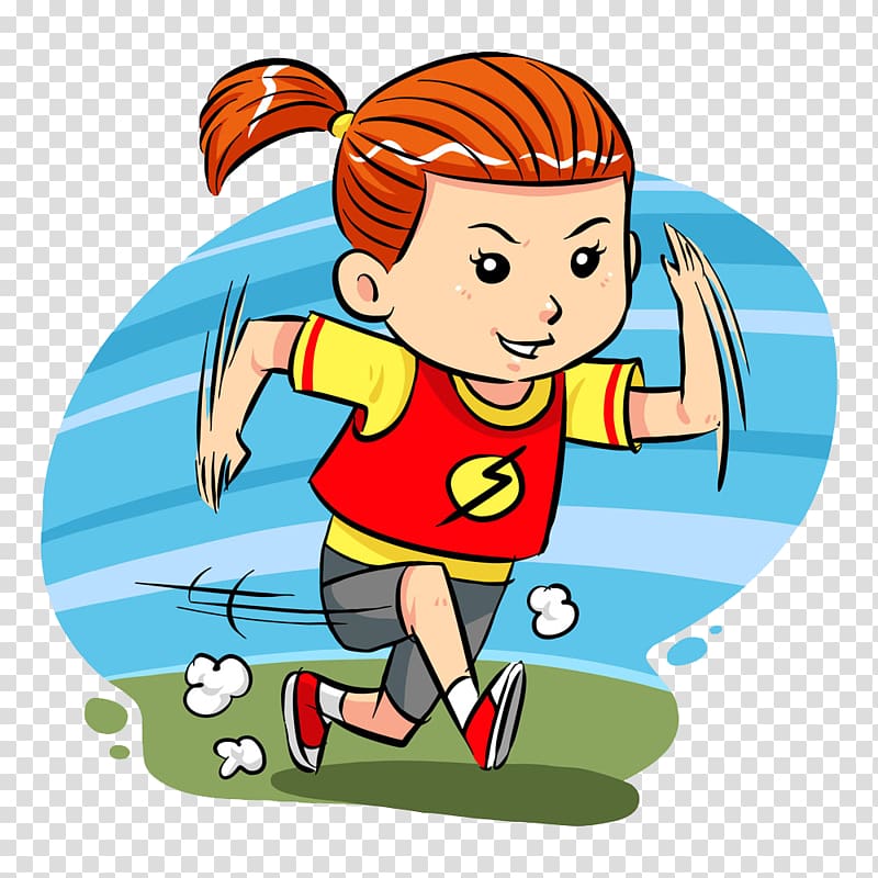 Running Cartoon , Running girl transparent background PNG clipart
