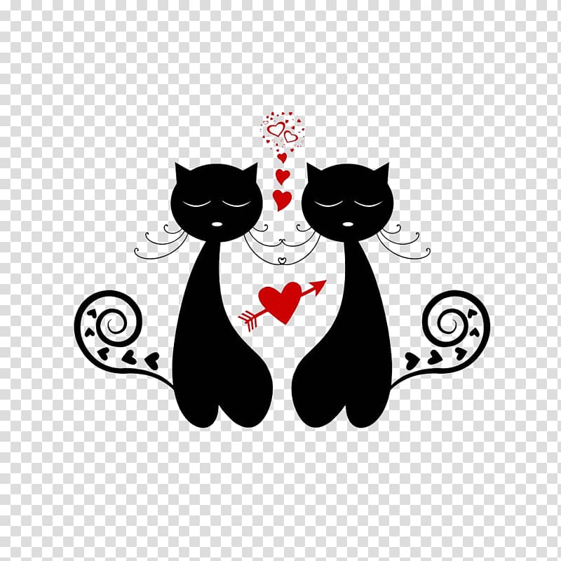 cartoon two love cat transparent background PNG clipart