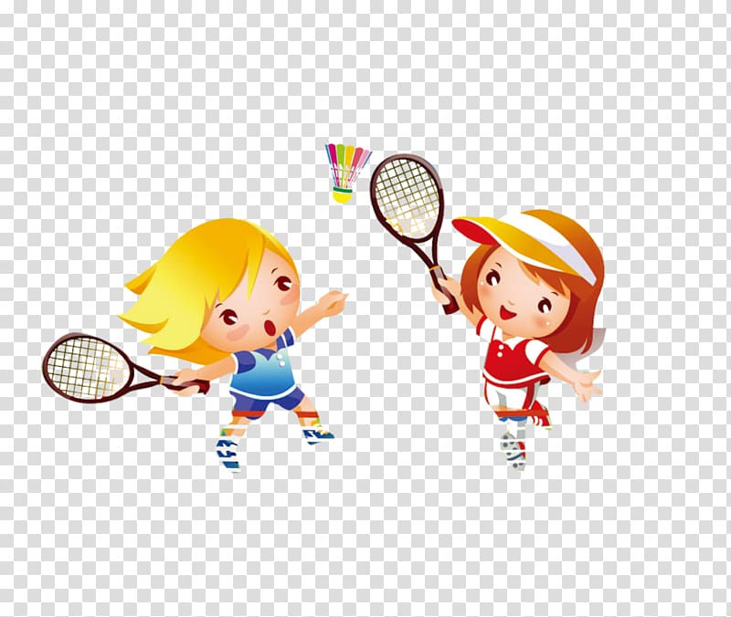 Badminton Tennis, Cartoon student child playing badminton transparent background PNG clipart