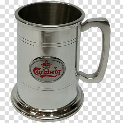 gray Carlsberg stainless steel beer mug, Carlsberg Beer Mug transparent background PNG clipart