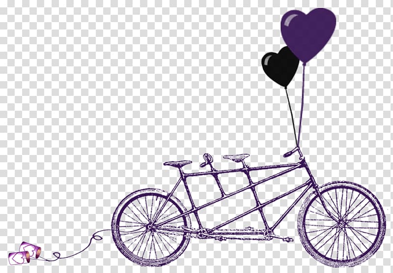 Wedding invitation Tandem bicycle RSVP, Purple Wedding transparent background PNG clipart