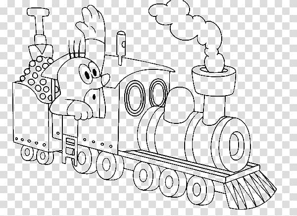 Coloring book Train Child Steam locomotive Mole Day, train transparent background PNG clipart