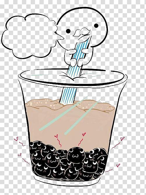 disposable cup art, Bubble tea Zongzi Adzuki bean Milk tea Cartoon, Cartoon red bean milk tea to pull material Free transparent background PNG clipart
