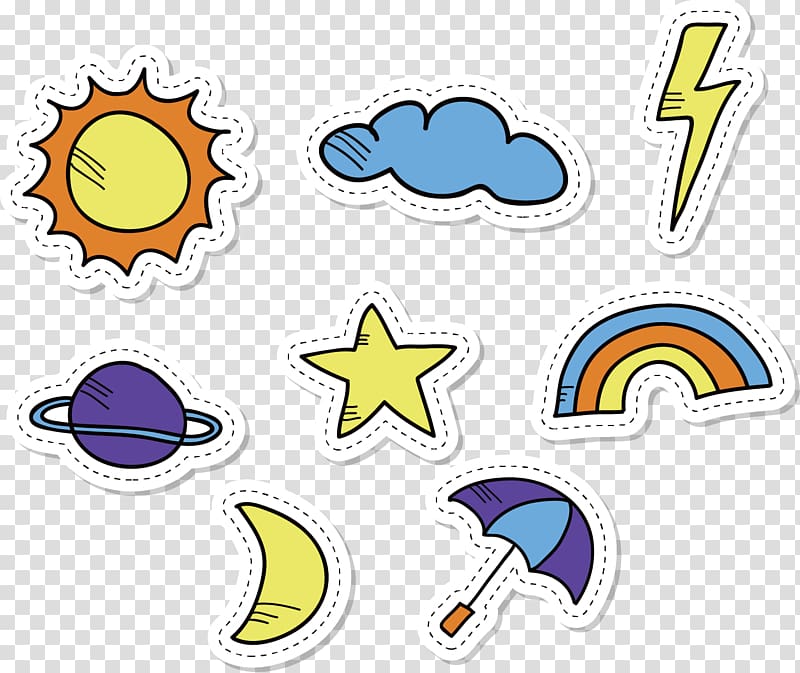 assorted-color stickers , Weather forecasting Icon, hand-drawn cartoon weather tag transparent background PNG clipart