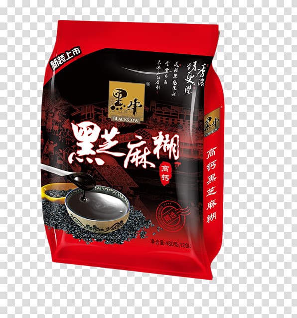 Black sesame soup Breakfast cereal Soy milk, Black Bull black sesame paste transparent background PNG clipart