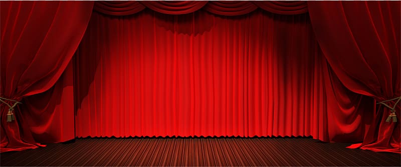Red satin stage curtains , Theater drapes and stage curtains Light
