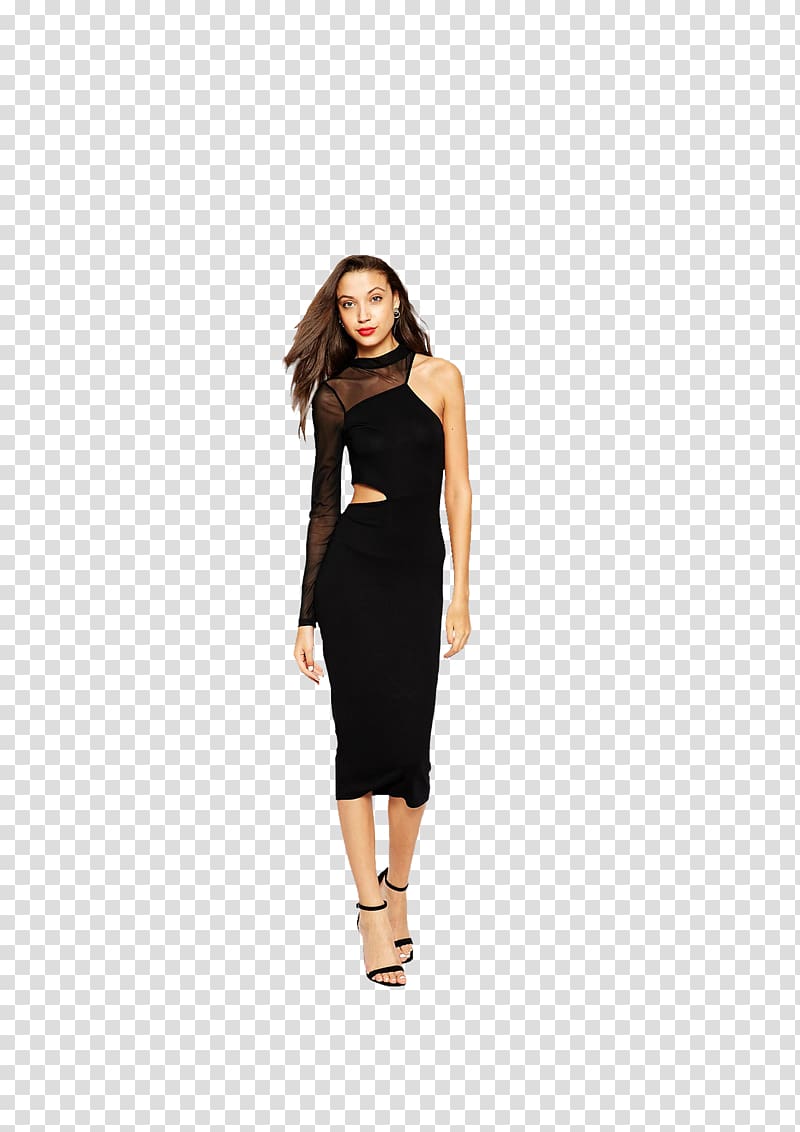 Little black dress Shoulder Elegant People Sleeve, cutouts transparent background PNG clipart