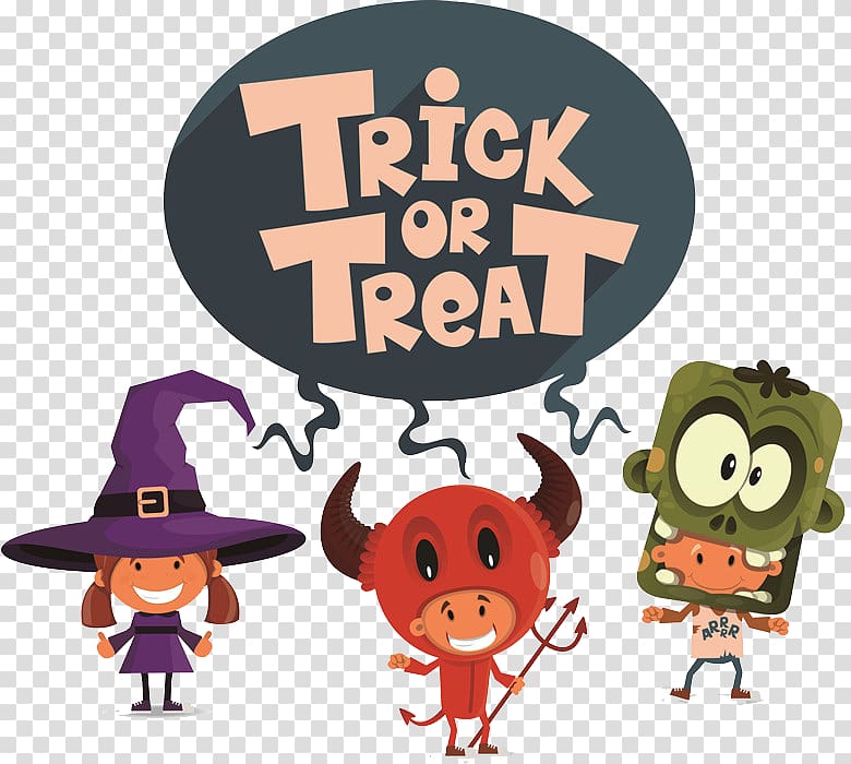 Trick-or-treating Halloween Illustration, Funny Halloween horror masks with child transparent background PNG clipart