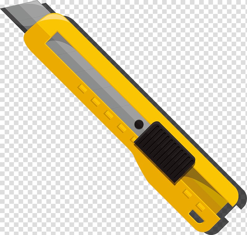 Utility knife Yellow, Hand painted yellow knife blade transparent background PNG clipart