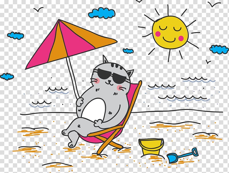 T-shirt Cat Illustration, Kitty vacation transparent background PNG clipart