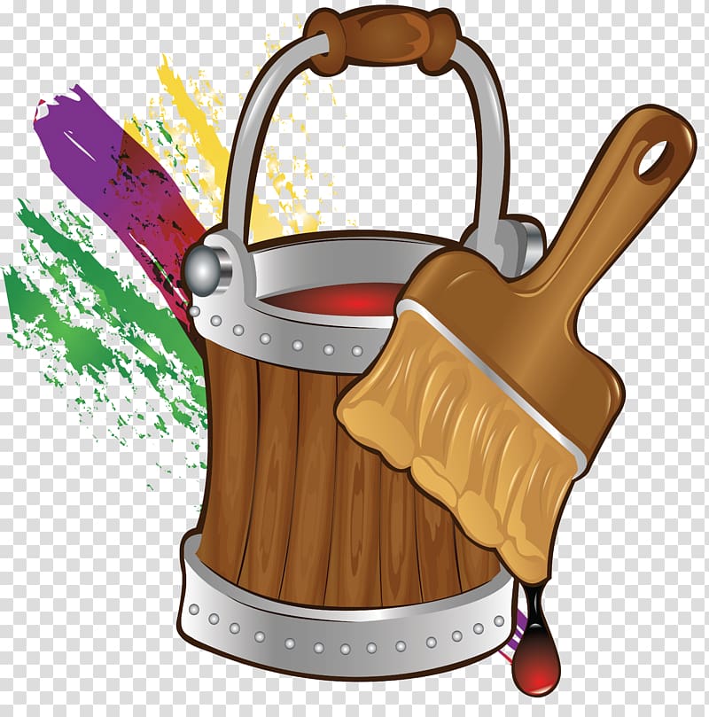 Bucket Paintbrush, paint bucket transparent background PNG clipart