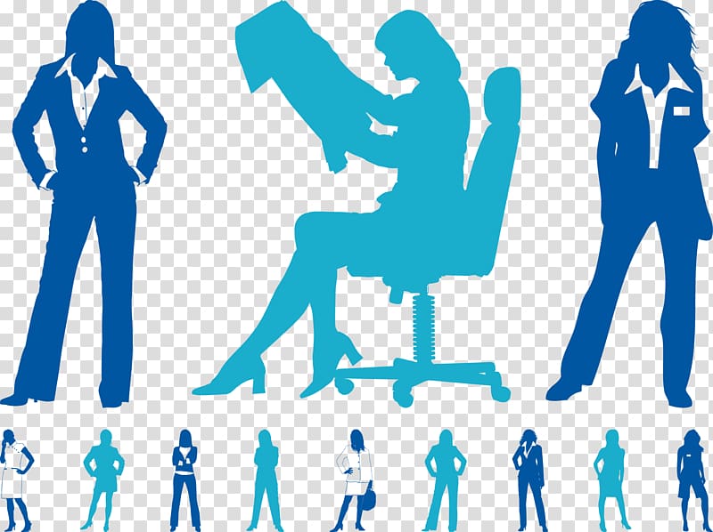 Businessperson , Blue silhouette women in the workplace transparent background PNG clipart