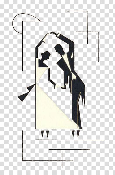Art Deco Dance Drawing Illustration, Men and women dancing humanoid border transparent background PNG clipart