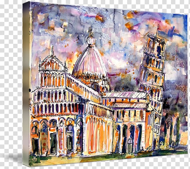 Leaning Tower of Pisa Painting Canvas print Art, painting transparent background PNG clipart