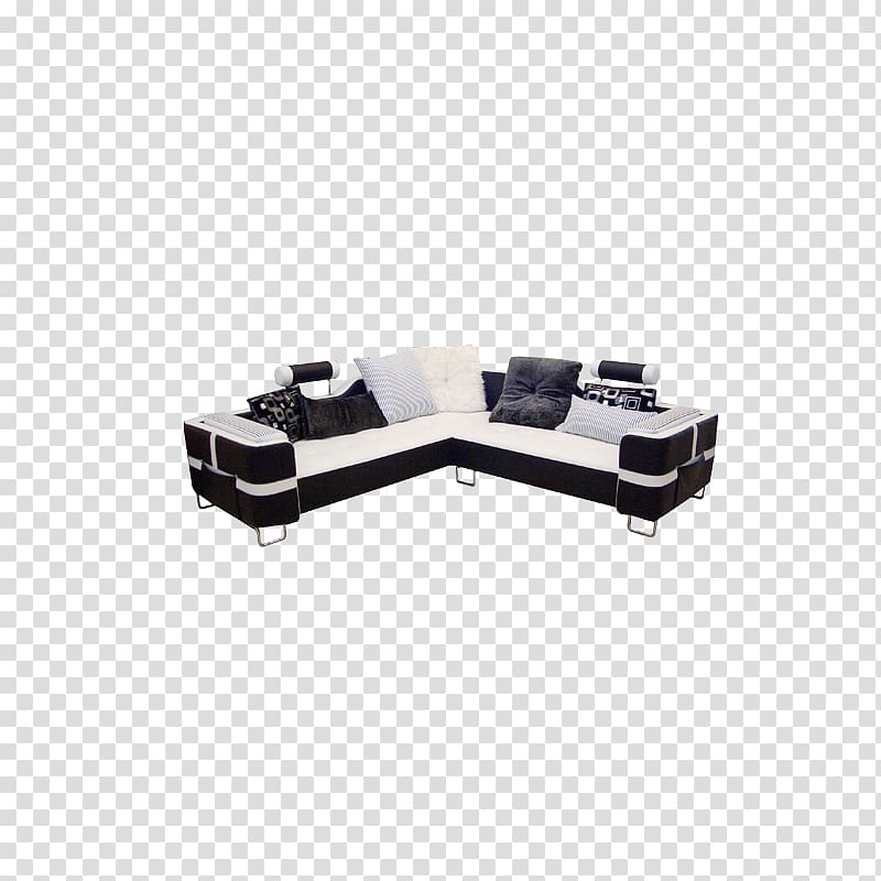 Table Couch Cushion Chaise longue, Black and white sofa transparent background PNG clipart