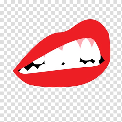 red lipstick illustration, Cartoon Lips Teeth transparent background PNG clipart