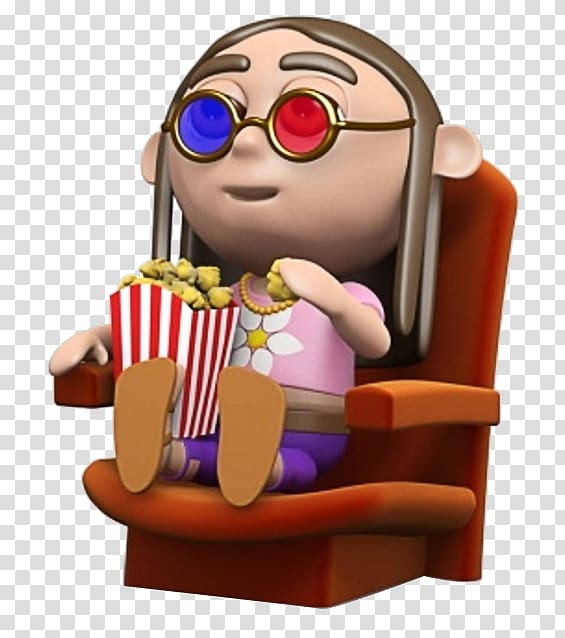 girl eating popcorn sitting on chair illustration, Popcorn Cinema, 3D cartoon watching movie people transparent background PNG clipart