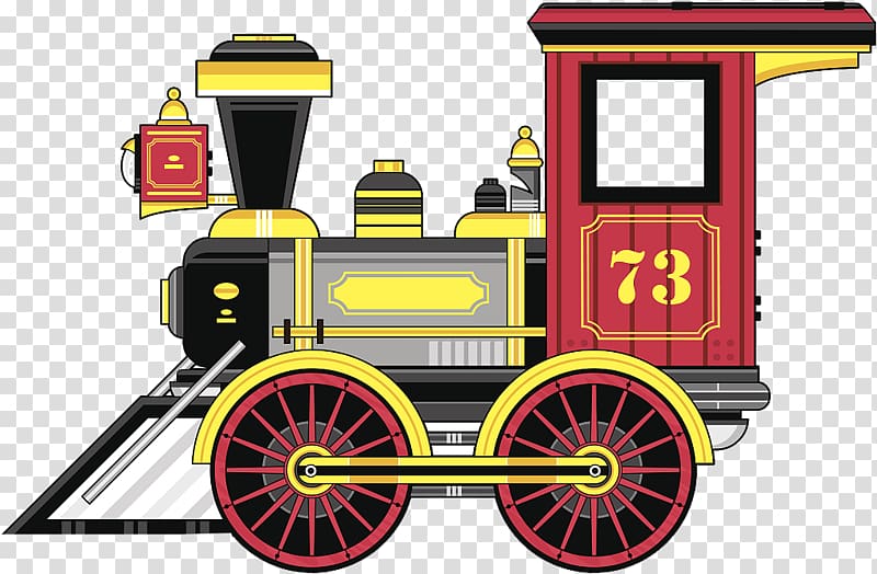 Train Rail transport Steam locomotive , A steam old train with decorative illustrations transparent background PNG clipart