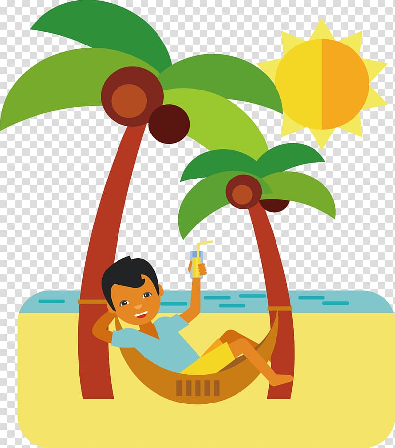 Cartoon Beach , Beach vacation time transparent background PNG clipart