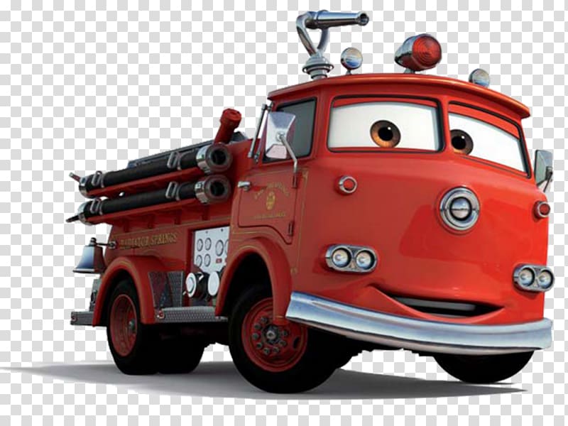 red firetruck illustration, Mater Lightning McQueen Cars The Walt Disney Company Pixar, firefighter transparent background PNG clipart