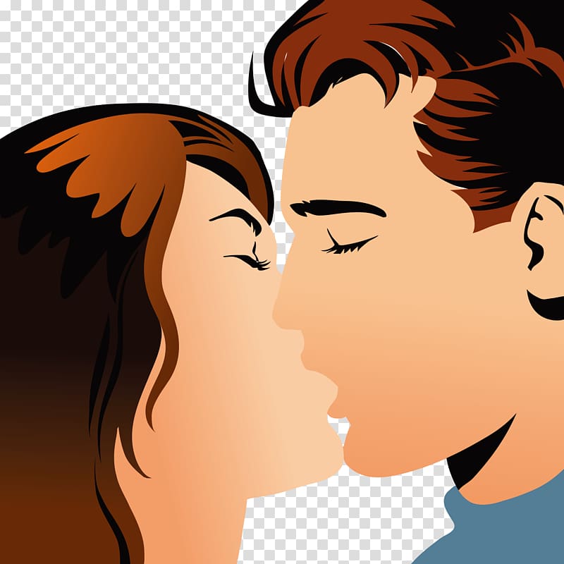 Kiss Passion Illustration, Walled men and women transparent background PNG clipart
