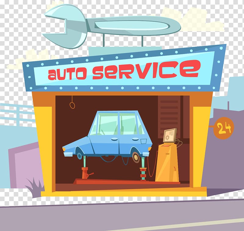 auto service , Car Automobile repair shop Motor Vehicle Service, Hand-painted garage transparent background PNG clipart