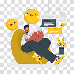illustration, Messaging fun, communication, social, chat, conversation, media, message, entertainment, people, social media, emoji, fun, reaction transparent background PNG clipart thumbnail
