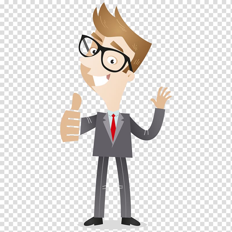Thumb signal Cartoon , businessman transparent background PNG clipart