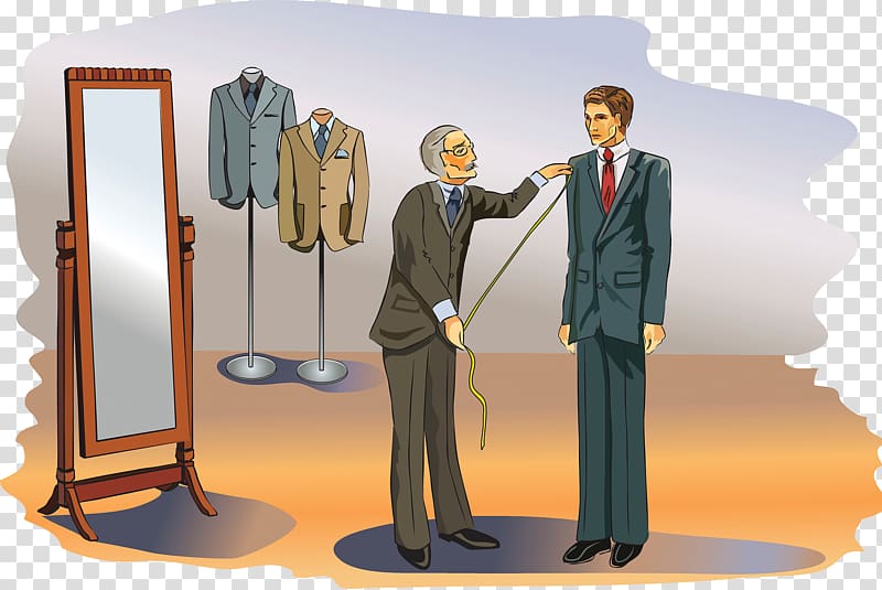 Tailor Clothing Suit Illustration, Tailor suit custom transparent background PNG clipart