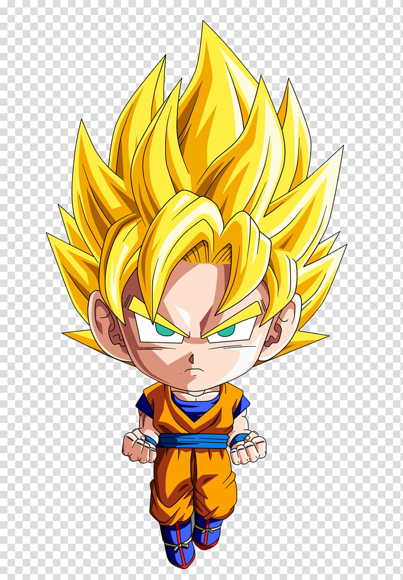 Super Saiyan Goku chibi illustration, Goku Vegeta Trunks Gohan Piccolo, goku transparent background PNG clipart
