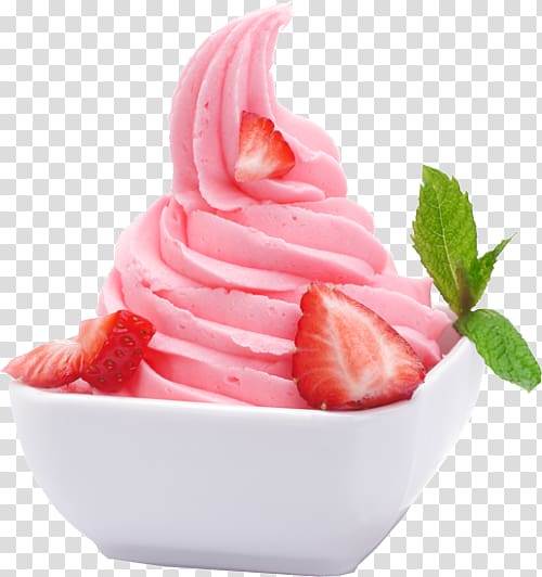 Frozen yogurt Ice cream Gelato Smoothie, Strawberry cake transparent background PNG clipart
