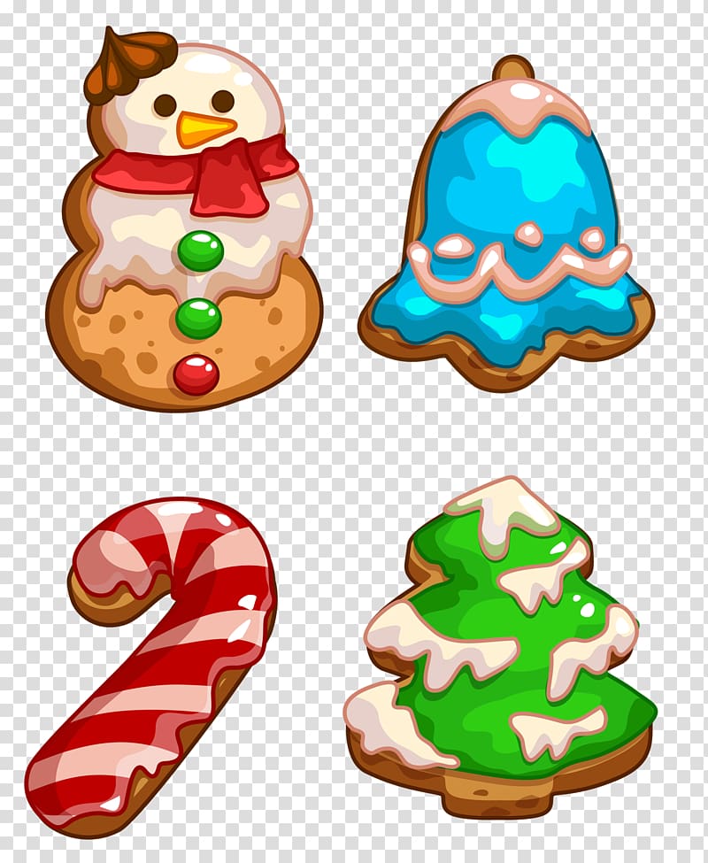 four assorted baked breads with icings arts, Lebkuchen Christmas cookie , Christmas Cookies transparent background PNG clipart