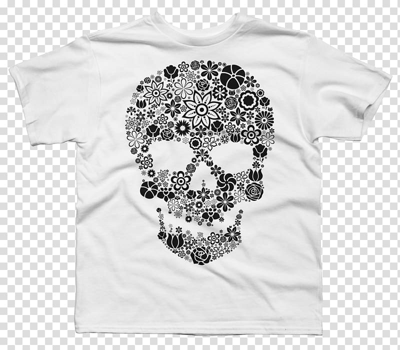 T-shirt Sleeve Skull and crossbones Flower, T-shirt transparent background PNG clipart