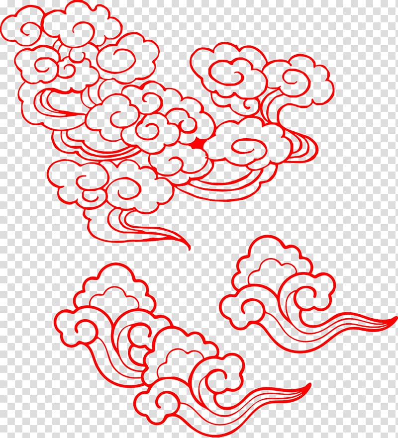 red clouds , China Cloud Art, red Chinese wind clouds transparent background PNG clipart