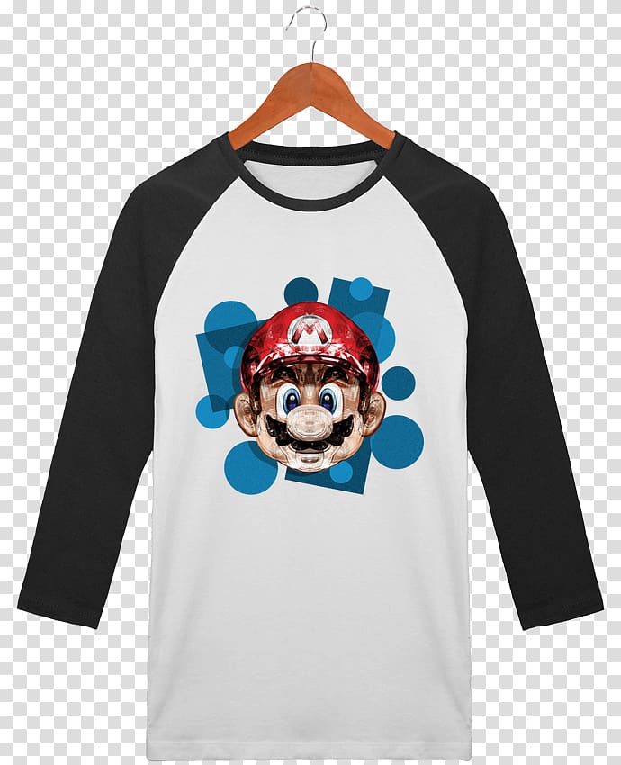 T-shirt Mario Poster Artist, black and white baseball transparent background PNG clipart