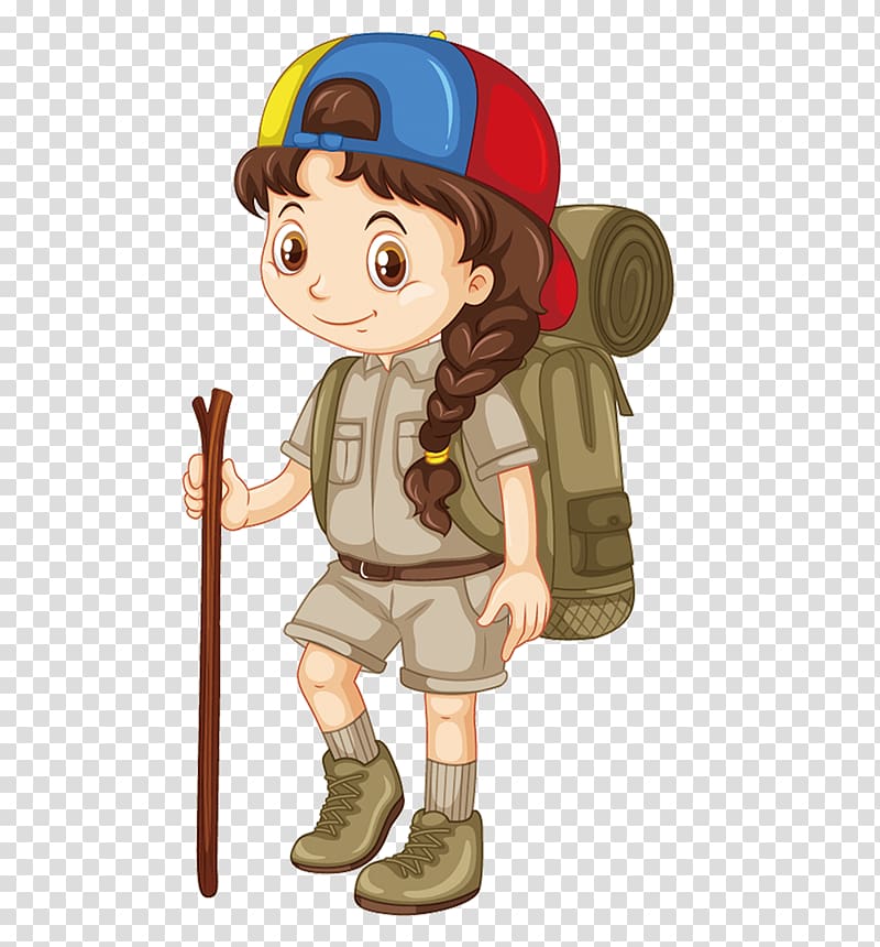 girl scout , Camping Illustration, Travel girl transparent background PNG clipart
