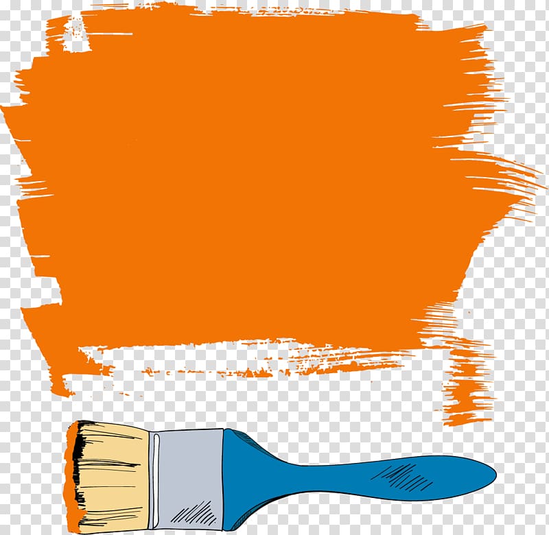 blue paint brush illustration, Brush Drawing Painting , Orange paint graffiti transparent background PNG clipart