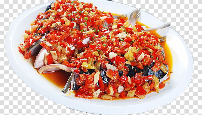 Hunan cuisine Bell pepper Yutou Fish Food, fish head transparent background PNG clipart
