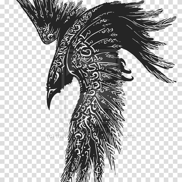 Odin Common raven Tattoo Huginn and Muninn Celts, arm tattoo transparent background PNG clipart