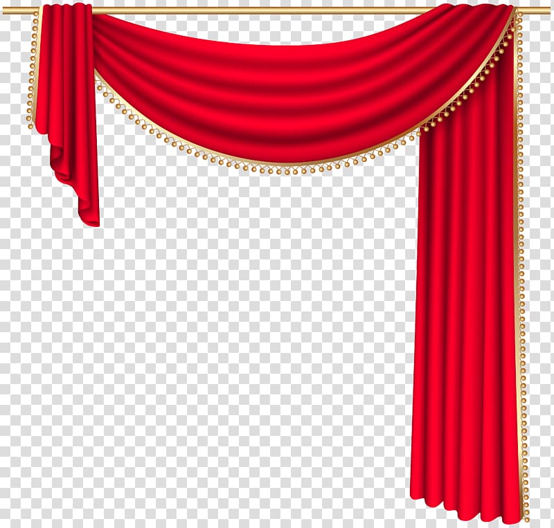 Curtain rod Window Theater drapes and stage curtains , Red Curtain , red valance curtain hanged on brown rod illustration transparent background PNG clipart