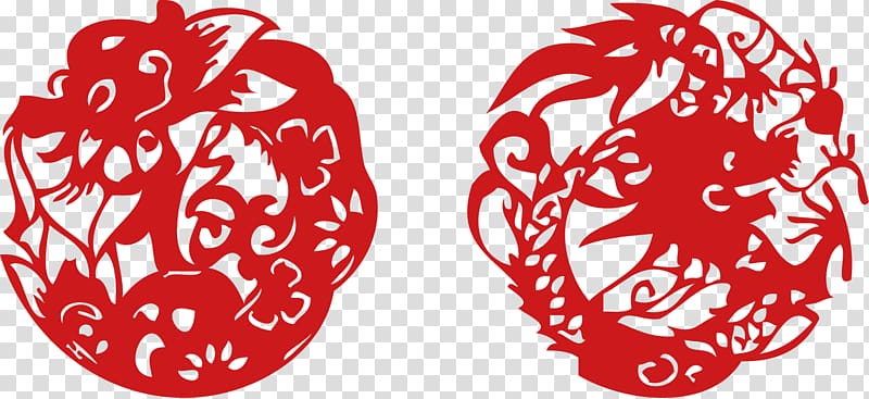 Chinese New Year Chinese dragon Festival, New Year paper-cut dragon material transparent background PNG clipart