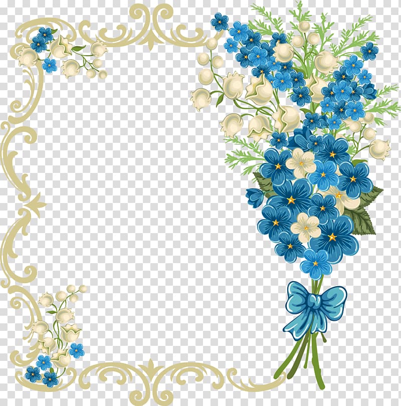 Cut flowers Frames Floral design Floristry, blue floral transparent background PNG clipart