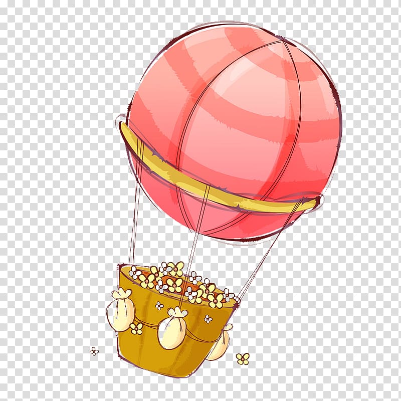 Balloon, Cartoon floral hot air balloon transparent background PNG clipart