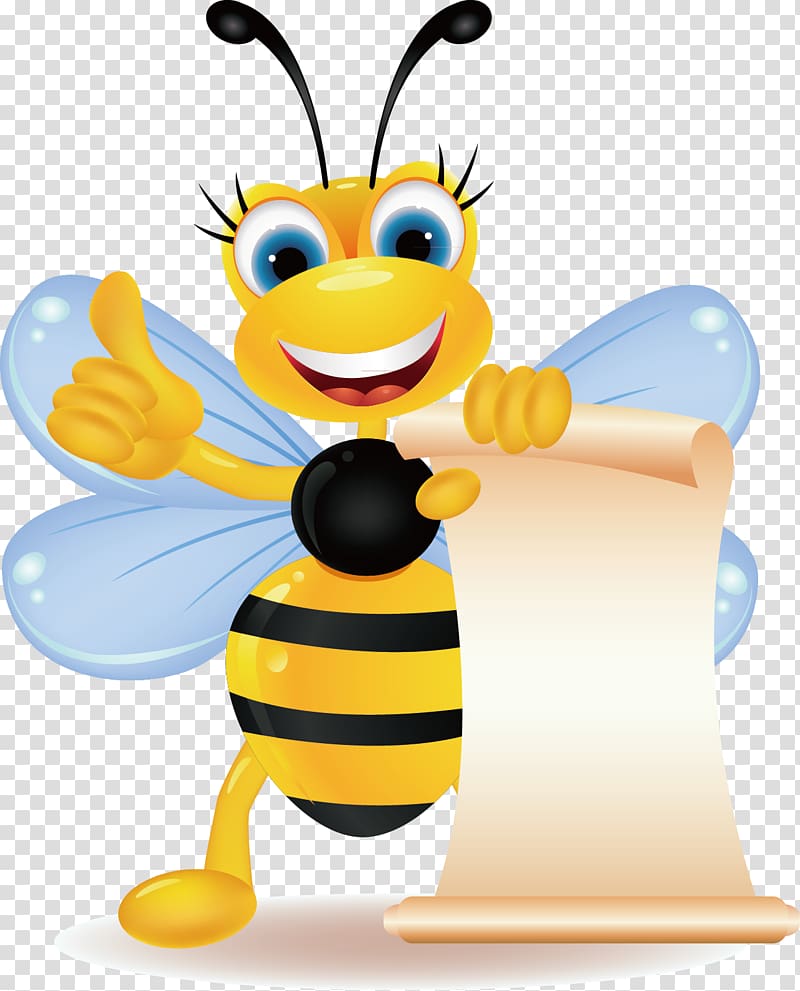 bee holding paper , Bee Cartoon , Command bee transparent background PNG clipart