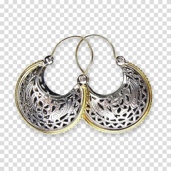 Earring Silver Gold Jewellery Filigree, hoop Earrings transparent background PNG clipart