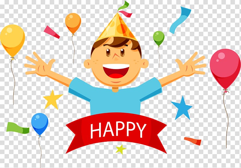 happy birthday greeting illustration, Birthday cake Happy Birthday to You , Birthday boy transparent background PNG clipart