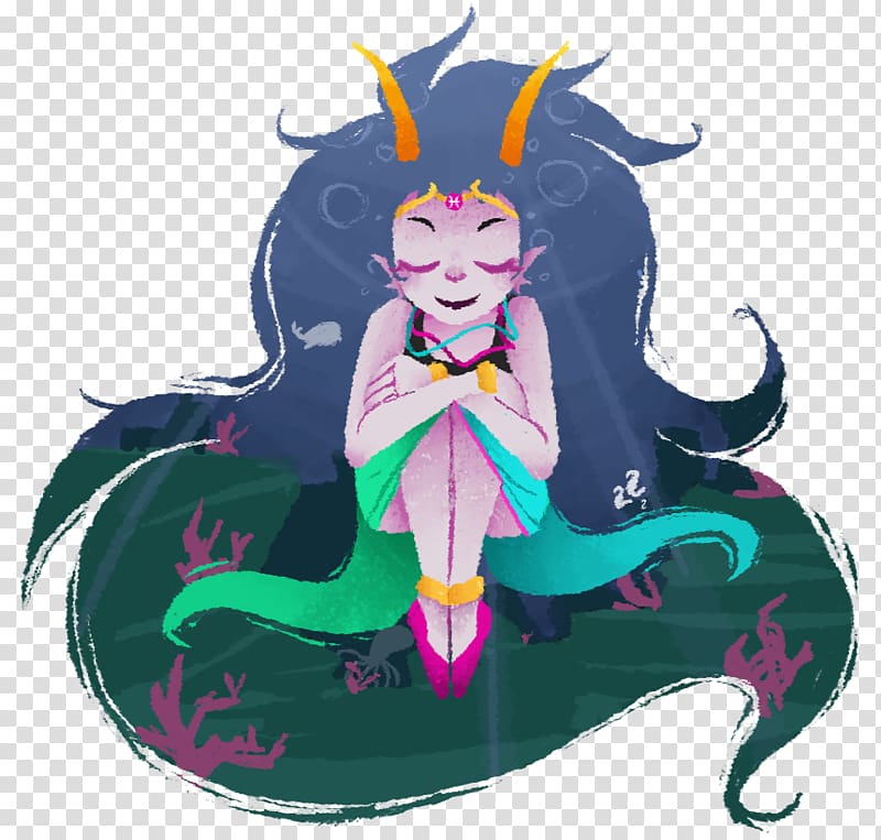 Homestuck MS Paint Adventures Fan art Illustration Cosplay, Feferi Peixes Hair transparent background PNG clipart