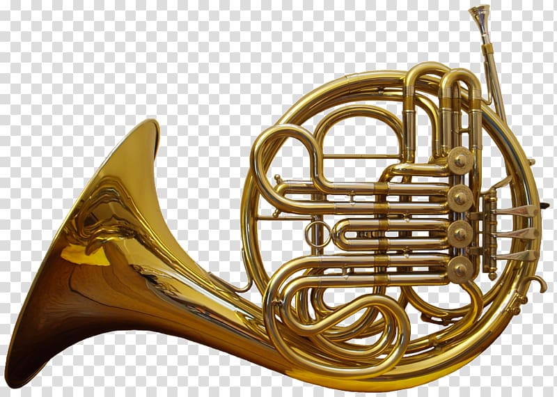 brown French horn, French horn Musical instrument Brass instrument Orchestra, Trumpet transparent background PNG clipart