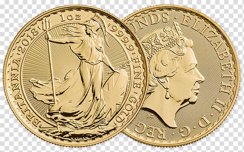 Royal Mint Britannia Bullion coin Gold coin, gold transparent background PNG clipart