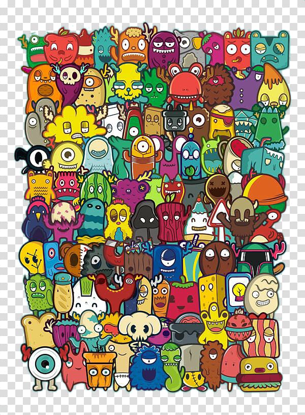 Doodle Drawing Art Character Illustration, Monster Collection transparent background PNG clipart